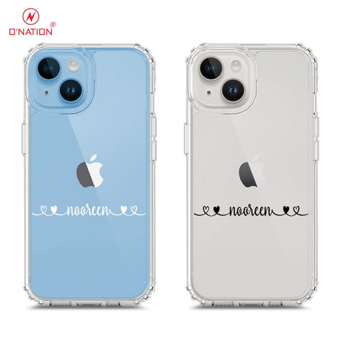 iPhone 15 Cover - Personalised Name Series - 8 Designs - Clear Phone Case - Soft Silicon Borders