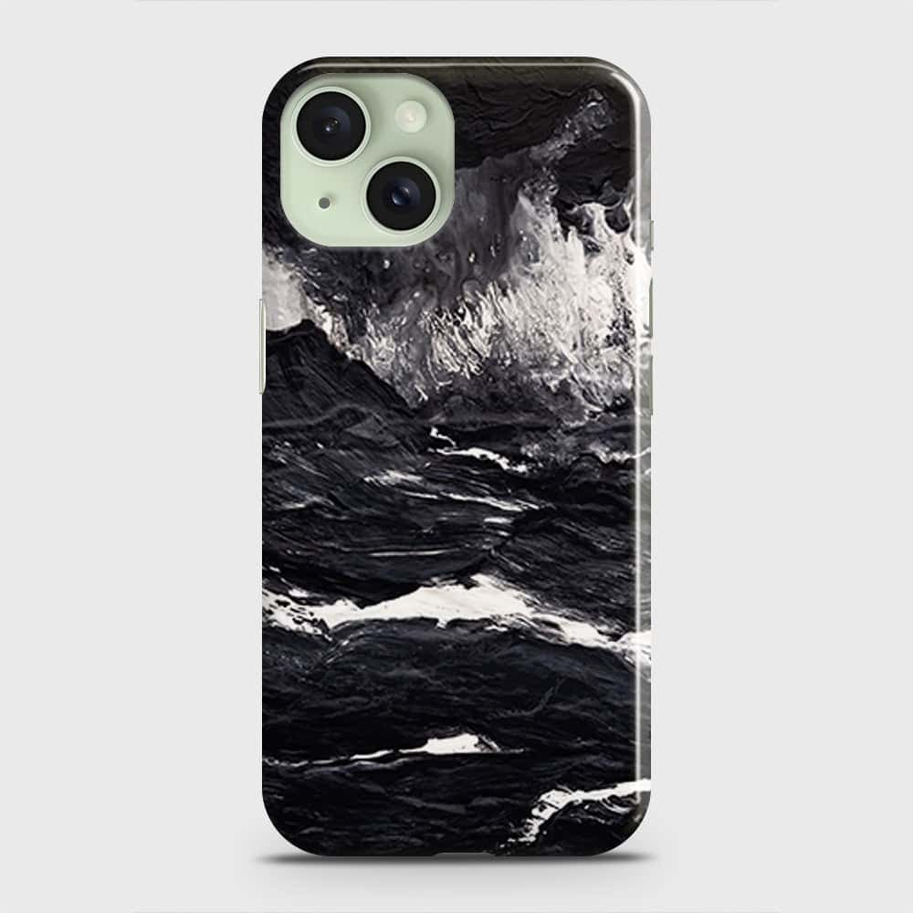 iPhone 15 Cover - Black Ocean Marble Trendy Printed Hard Case with Life Time Colors Guarantee (Fast Delivery) (H)