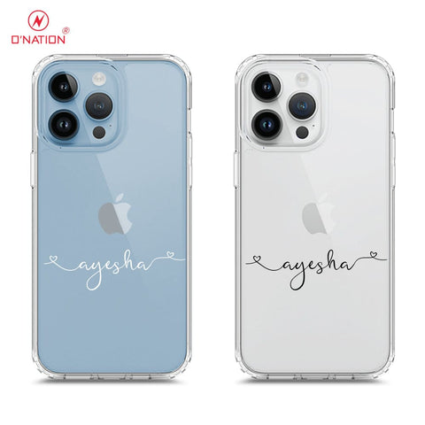 iPhone 15 Pro Cover - Personalised Name Series - 8 Designs - Clear Phone Case - Soft Silicon Borders