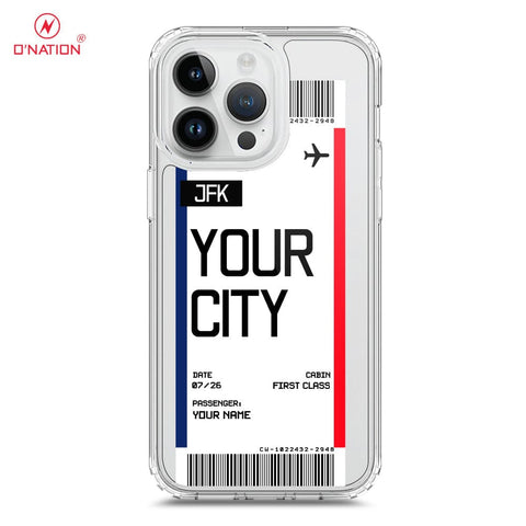 iPhone 15 Pro Cover - Personalised Boarding Pass Ticket Series - 5 Designs - Clear Phone Case - Soft Silicon Borders