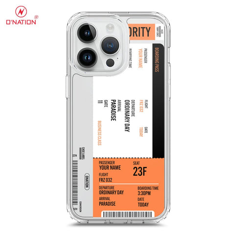 iPhone 15 Pro Cover - Personalised Boarding Pass Ticket Series - 5 Designs - Clear Phone Case - Soft Silicon Borders