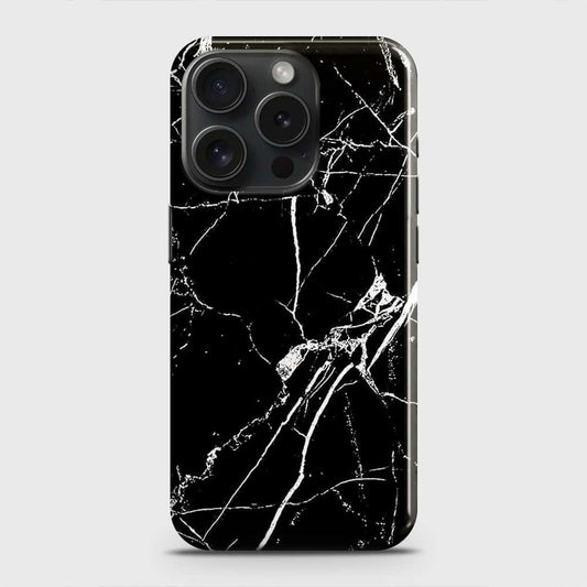 iPhone 15 Pro Cover - Black Modern Classic Marble Printed Hard Case with Life Time Colors Guarantee