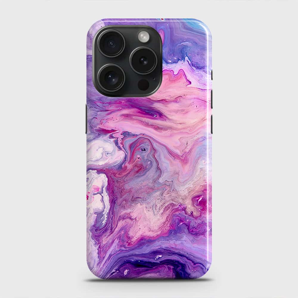 iPhone 15 Pro Cover - Chic Blue Liquid Marble Printed Hard Case with Life Time Colors Guarantee