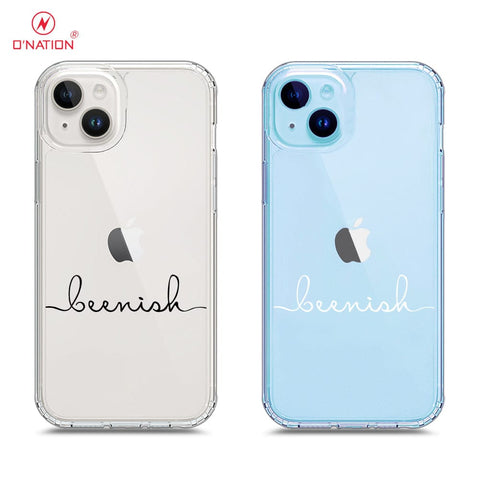 iPhone 15 Plus Cover - Personalised Name Series - 8 Designs - Clear Phone Case - Soft Silicon Borders