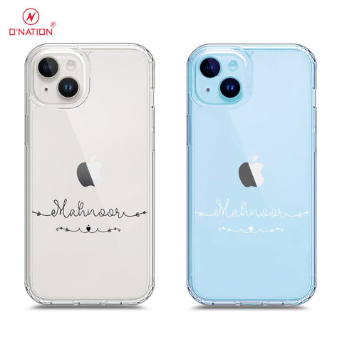 iPhone 15 Plus Cover - Personalised Name Series - 8 Designs - Clear Phone Case - Soft Silicon Borders