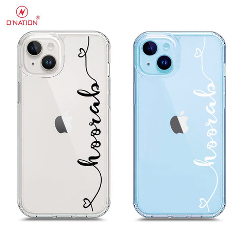 iPhone 15 Plus Cover - Personalised Name Series - 8 Designs - Clear Phone Case - Soft Silicon Borders