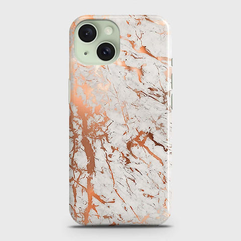 iPhone 15 Plus Cover - In Chic Rose Gold Chrome Style Printed Hard Case with Life Time Colors Guarantee