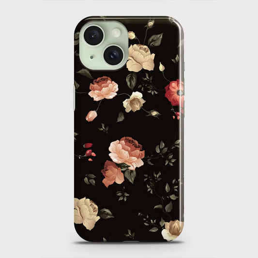 iPhone 15 Plus Cover - Dark Rose Vintage Flowers Printed Hard Case with Life Time Colors Guarantee