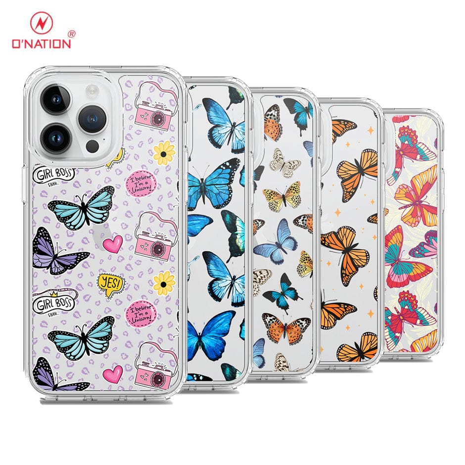 iPhone 15 Pro Max Cover - O'Nation Butterfly Dreams Series - 9 Designs - Clear Phone Case - Soft Silicon Borders