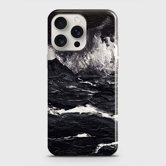 iPhone 15 Pro Max Cover - Black Ocean Marble Trendy Printed Hard Case with Life Time Colors Guarantee
