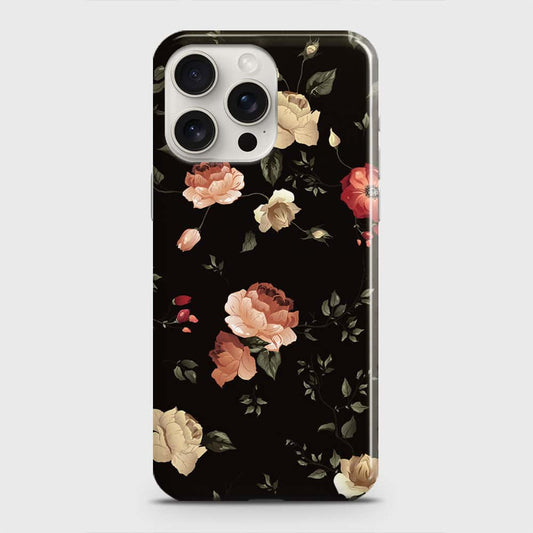 iPhone 15 Pro Max Cover - Dark Rose Vintage Flowers Printed Hard Case with Life Time Colors Guarantee