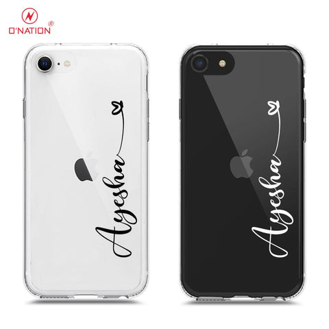 iPhone 8 / 7 Cover - Personalised Name Series - 8 Designs - Clear Phone Case - Soft Silicon Borders