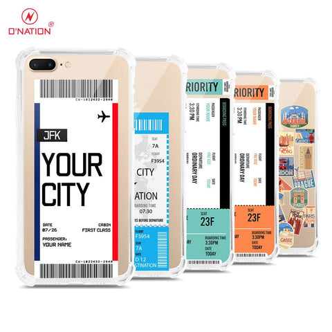 iPhone 8 Plus / 7 Plus Cover - Personalised Boarding Pass Ticket Series - 5 Designs - Clear Phone Case - Soft Silicon Borders