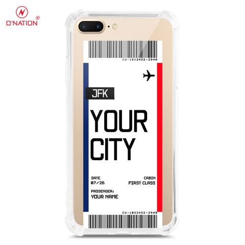 iPhone 8 Plus / 7 Plus Cover - Personalised Boarding Pass Ticket Series - 5 Designs - Clear Phone Case - Soft Silicon Borders