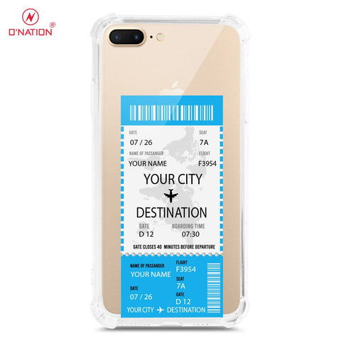 iPhone 8 Plus / 7 Plus Cover - Personalised Boarding Pass Ticket Series - 5 Designs - Clear Phone Case - Soft Silicon Borders