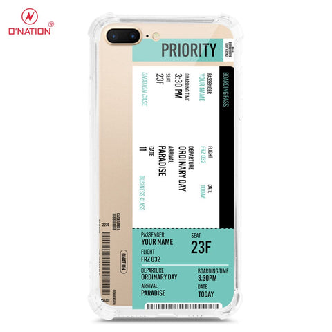 iPhone 8 Plus / 7 Plus Cover - Personalised Boarding Pass Ticket Series - 5 Designs - Clear Phone Case - Soft Silicon Borders