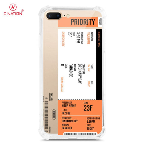 iPhone 8 Plus / 7 Plus Cover - Personalised Boarding Pass Ticket Series - 5 Designs - Clear Phone Case - Soft Silicon Borders
