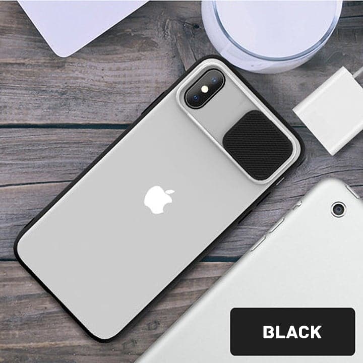 iPhone XS / X Cover - Black - Translucent Matte Shockproof Camera Slide Protection Case