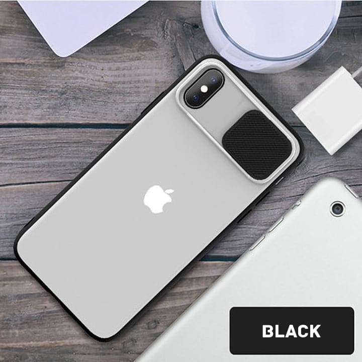 iPhone XS Max Cover - Black - Translucent Matte Shockproof Camera Slide Protection Case