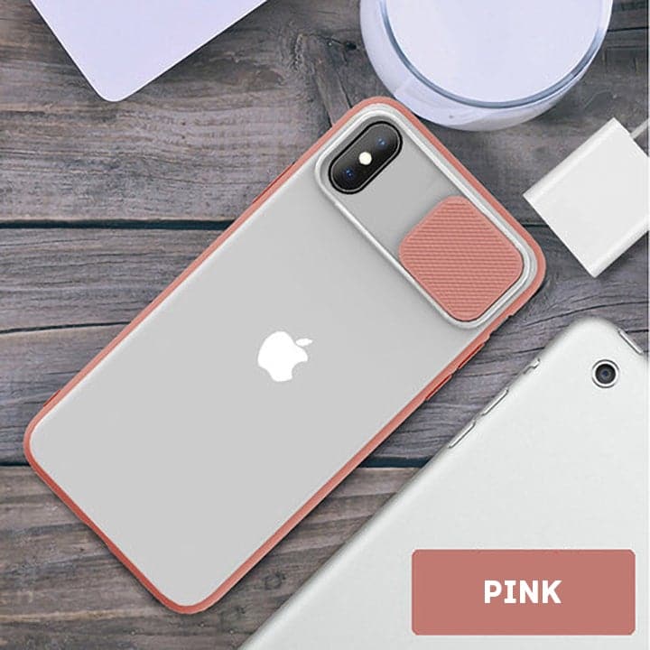iPhone XS / X Cover - Pink - Translucent Matte Shockproof Camera Slide Protection Case