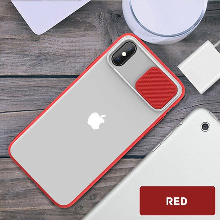 iPhone XS Max Cover - Red - Translucent Matte Shockproof Camera Slide Protection Case