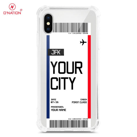 iPhone XS / X Cover - Personalised Boarding Pass Ticket Series - 5 Designs - Clear Phone Case - Soft Silicon Borders