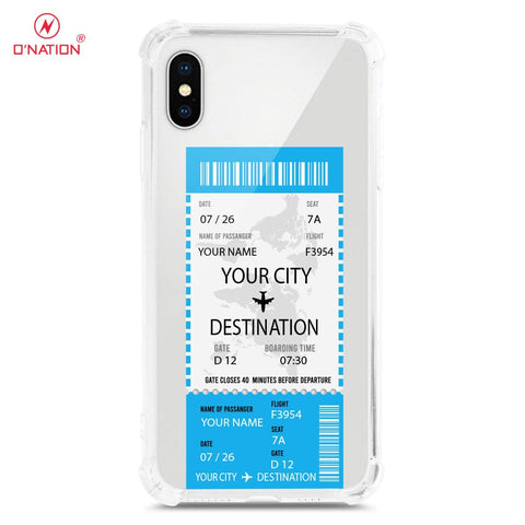 iPhone XS / X Cover - Personalised Boarding Pass Ticket Series - 5 Designs - Clear Phone Case - Soft Silicon Borders