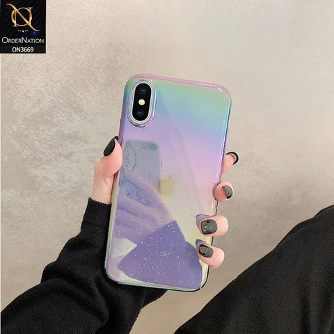 iPhone XS / X Cover  - Black - Rainbow Dew Drops Ultra Thin Semi Transparent Back Hard Shell Case