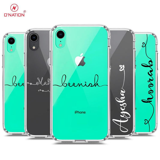 iPhone XR Cover - Personalised Name Series - 8 Designs - Clear Phone Case - Soft Silicon Borders