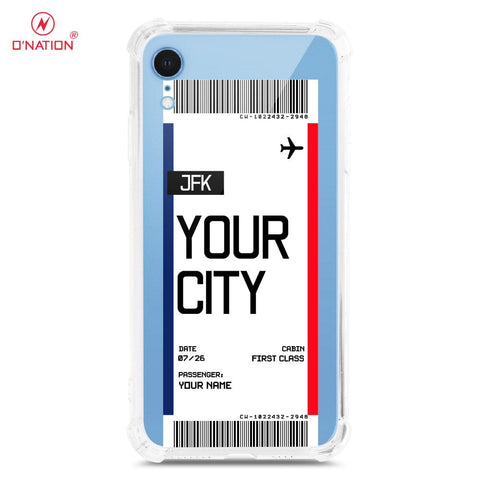 iPhone XR Cover - Personalised Boarding Pass Ticket Series - 5 Designs - Clear Phone Case - Soft Silicon Borders