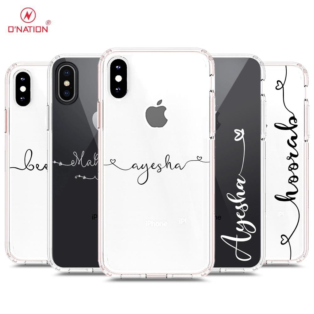 iPhone XS Max Cover - Personalised Name Series - 8 Designs - Clear Phone Case - Soft Silicon Borders