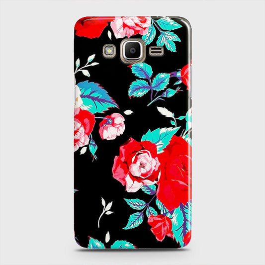 Samsung Galaxy J5 2015 Cover - Luxury Vintage Red Flowers Printed Hard Case with Life Time Colors Guarantee