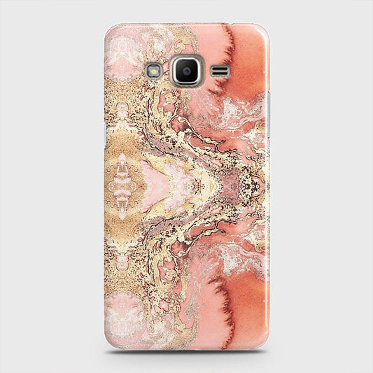 Samsung Galaxy J5 2015 Cover - Trendy Chic Rose Gold Marble Printed Hard Case with Life Time Colors Guarantee