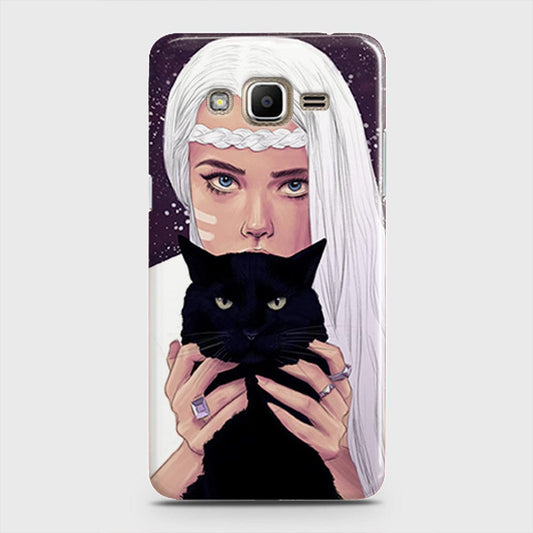 Samsung Galaxy J5 2015 Cover - Trendy Wild Black Cat Printed Hard Case with Life Time Colors Guarantee