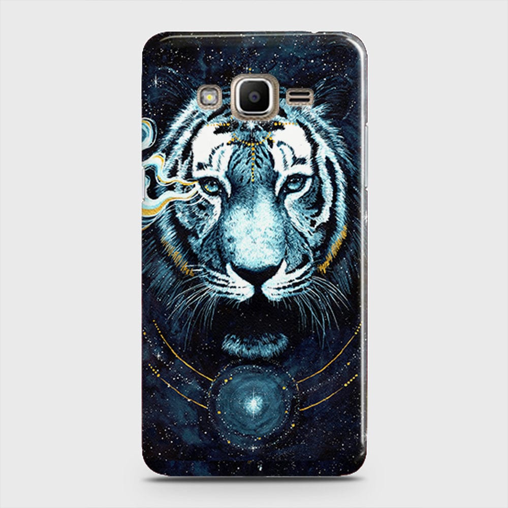 Samsung Galaxy J5 2015 Cover - Vintage Galaxy Tiger Printed Hard Case with Life Time Colors Guarantee
