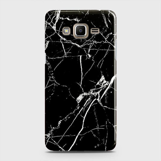 Samsung Galaxy J5 2015 Cover - Black Modern Classic Marble Printed Hard Case with Life Time Colors Guarantee