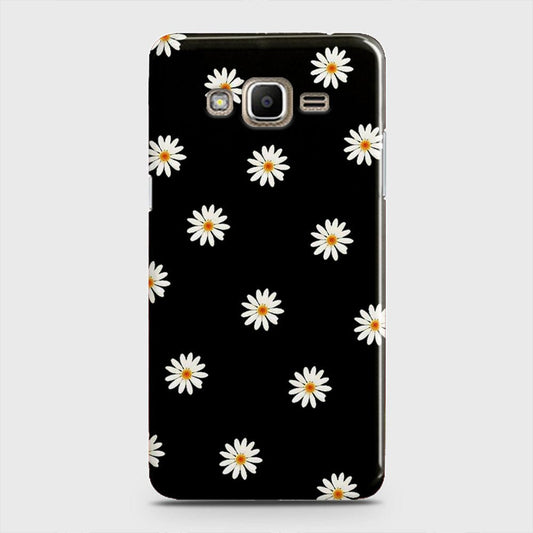 Samsung Galaxy J5 2015 Cover - White Bloom Flowers with Black Background Printed Hard Case with Life Time Colors Guarantee