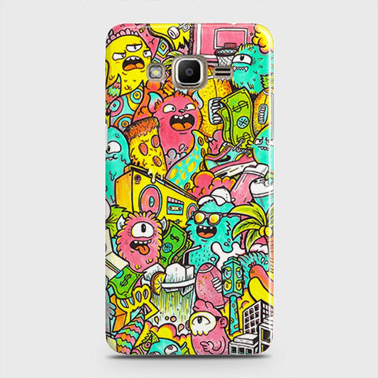 Samsung Galaxy J5 2015 Cover - Candy Colors Trendy Sticker Collage Printed Hard Case with Life Time Colors Guarantee