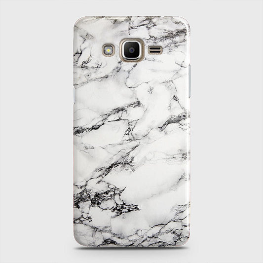 Samsung Galaxy J5 2015 Cover - Trendy White Floor Marble Printed Hard Case with Life Time Colors Guarantee