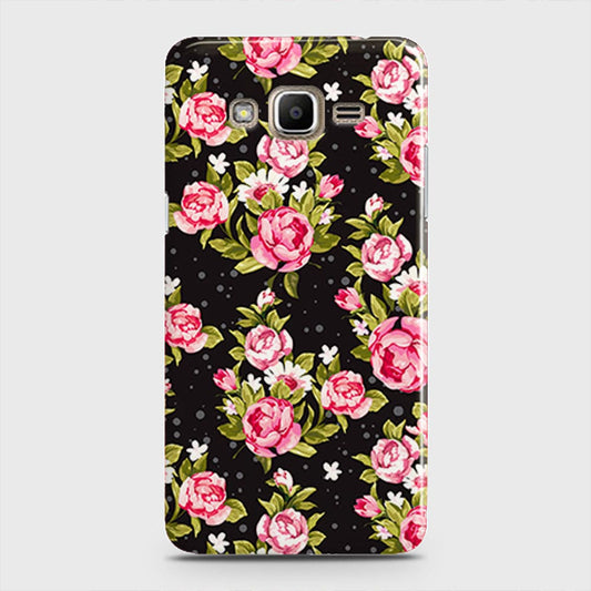 Samsung Galaxy J5 2015 Cover - Trendy Pink Rose Vintage Flowers Printed Hard Case with Life Time Colors Guarantee