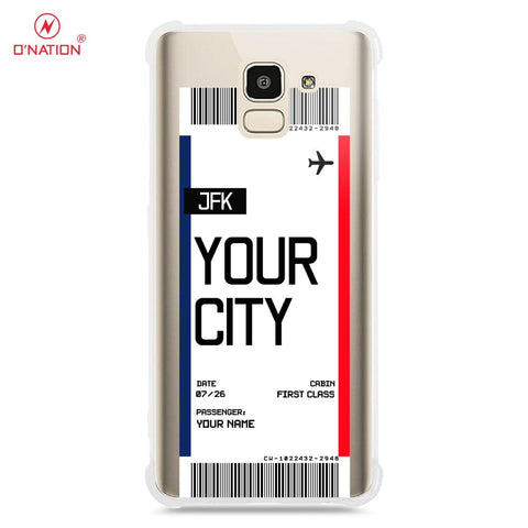 Samsung Galaxy J6 2018 Cover - Personalised Boarding Pass Ticket Series - 5 Designs - Clear Phone Case - Soft Silicon Borders