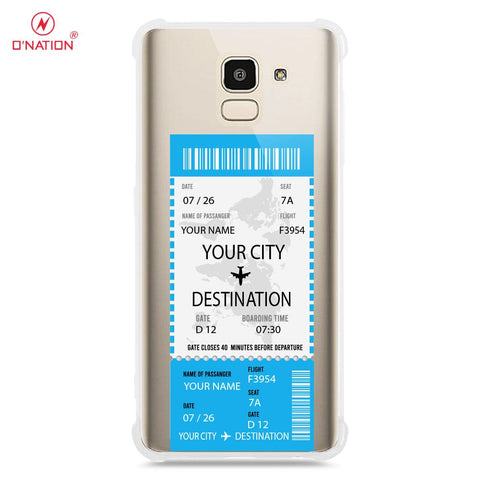 Samsung Galaxy J6 2018 Cover - Personalised Boarding Pass Ticket Series - 5 Designs - Clear Phone Case - Soft Silicon Borders