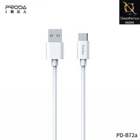 PRODA CABLE BACO SERIES FOR TYPE-C 2.4A 1M WHITE MOQ:180 (PD-B72A - White
