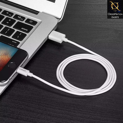White - Anker - A7101 - PowerLine Lightning Usb Charging Data Cable With 1 Year Warranty