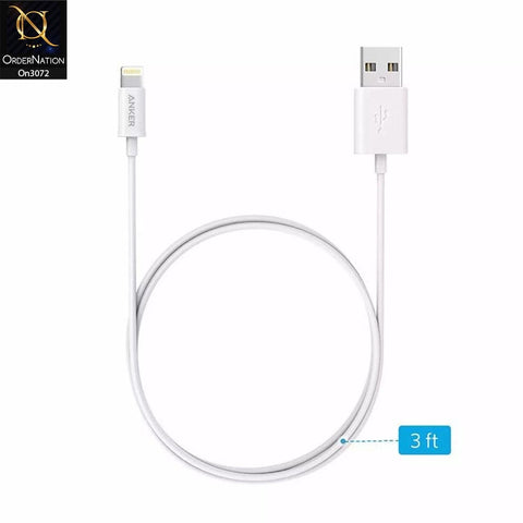 White - Anker - A7101 - PowerLine Lightning Usb Charging Data Cable With 1 Year Warranty