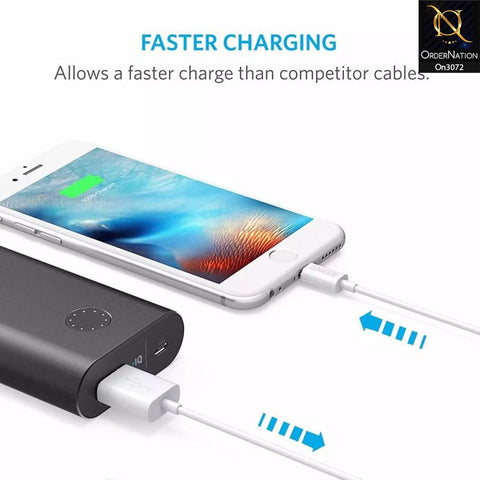 White - Anker - A7101 - PowerLine Lightning Usb Charging Data Cable With 1 Year Warranty