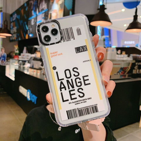 Trendy City Travel Plane Strip Lable Bar Code Style Soft Case For Oppo, Vivo, Redmi, Huawei Phone Models