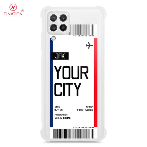 Samsung Galaxy M32 Cover - Personalised Boarding Pass Ticket Series - 5 Designs - Clear Phone Case - Soft Silicon Borders