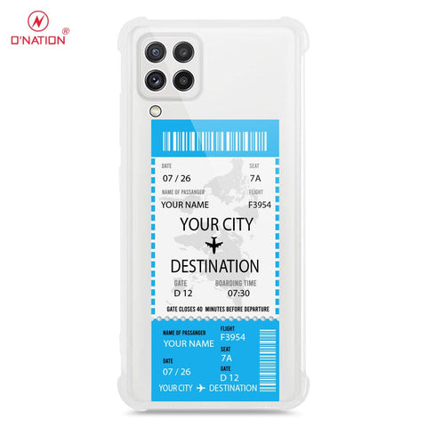Samsung Galaxy M32 Cover - Personalised Boarding Pass Ticket Series - 5 Designs - Clear Phone Case - Soft Silicon Borders