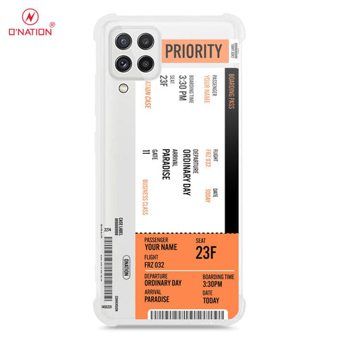Samsung Galaxy M32 Cover - Personalised Boarding Pass Ticket Series - 5 Designs - Clear Phone Case - Soft Silicon Borders